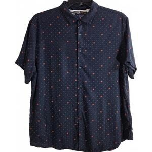 Denim & Flower Men's Black Short Sleeve Button-Up with Star Print Size XL